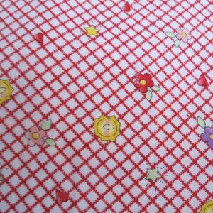 3 1/2 yards Cotton Quilt Fabric Petite Floral Check Red  Craft Material #95